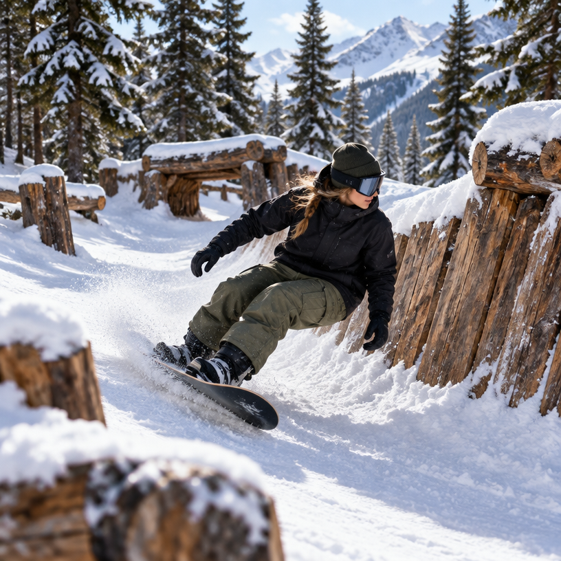 Snowboard Racing atmosphere in Flachauwinkl (Absolut Park), Austria, representing Absolut Park Banked Slalom 2027