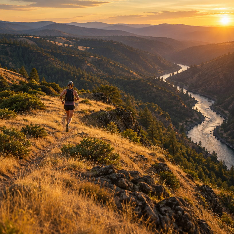 Ultra Running atmosphere in Folsom (start) / Auburn (finish), United States, representing American River 50 Mile Endurance Run 2027