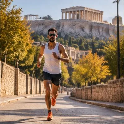 Road Running atmosphere in Marathon / Athens, Greece, representing Athens Marathon. The Authentic 2026