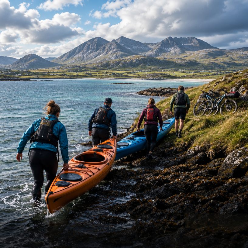 Adventure Racing atmosphere in Dunfanaghy, Ireland, representing Balor Multisport Race 2027