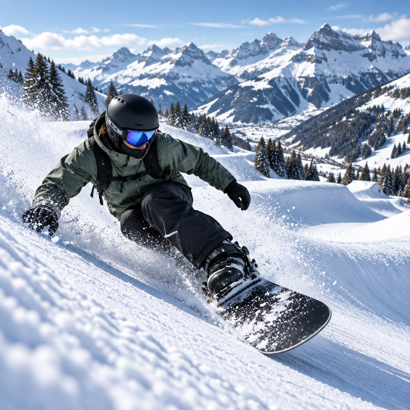 Snowboard Racing atmosphere in Les Crosets (Champéry), Switzerland, representing Banked Slalom Champéry – Les Crosets 2027
