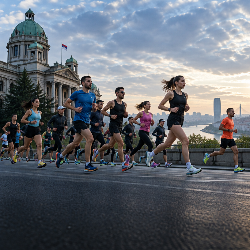 Road Running atmosphere in Belgrade, Serbia, representing Belgrade 10K at the 40th Belgrade Marathon / European Running Championships 2027