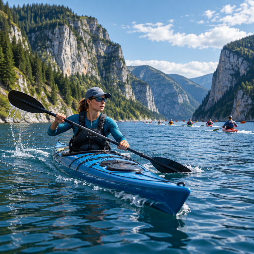 Kayak atmosphere in Bicaz (Portul Turistic Bicaz), Romania, representing Bicaz Kayak Fest 2027