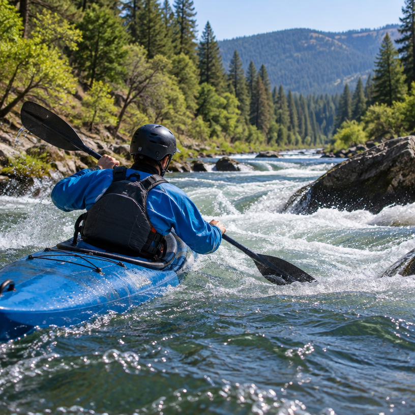 Kayak atmosphere in Redding (start) / Anderson (finish), United States, representing California River Quest 25 2027