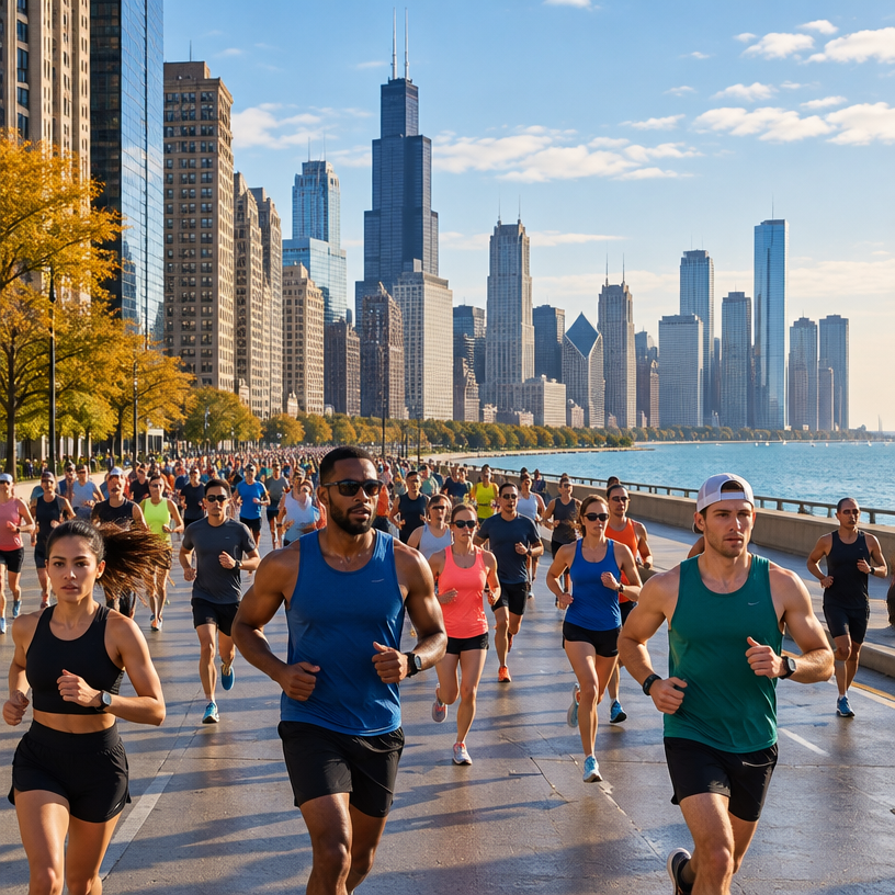 Road Running atmosphere in Chicago, United States, representing Bank of America Chicago Marathon 2027