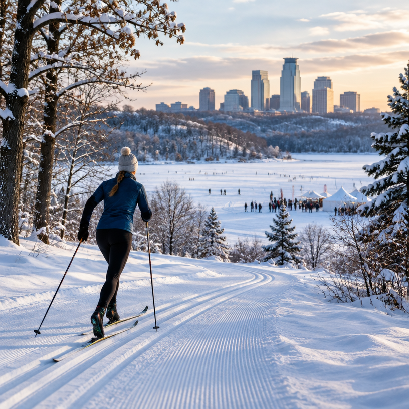 Nordic / Cross-country atmosphere in Minneapolis (Theodore Wirth Park), United States, representing City of Lakes Loppet Winter Festival 2027