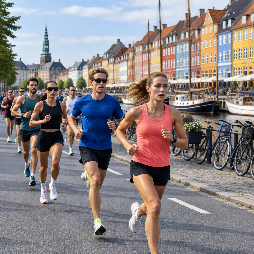 Road Running atmosphere in Copenhagen, Denmark, representing CPH Half 2027 (Copenhagen Half Marathon)