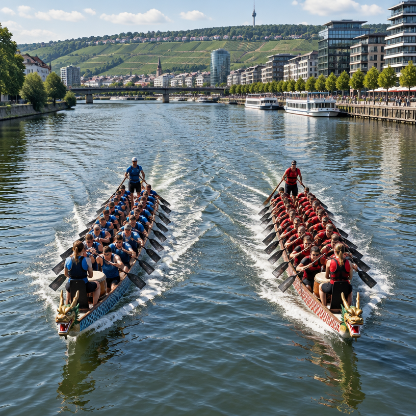 Dragon Boat atmosphere in Stuttgart, Germany, representing Drachencup Stuttgart 2027