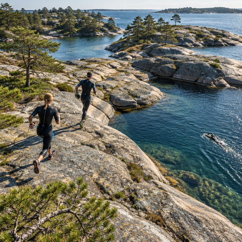 Swimrun atmosphere in Oxelösund (Femöre), Sweden, representing Femöre Swimrun 2027
