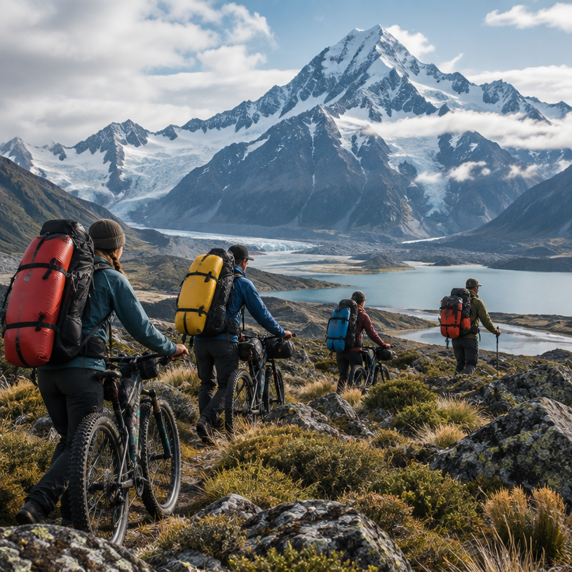 Adventure Racing atmosphere in Aoraki / Mount Cook region, New Zealand, representing One NZ GODZONE Chapter 13 Pursuit 2027