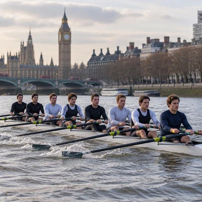 Rowing atmosphere in London (Mortlake to Putney), United Kingdom, representing Head of the River Race 2027