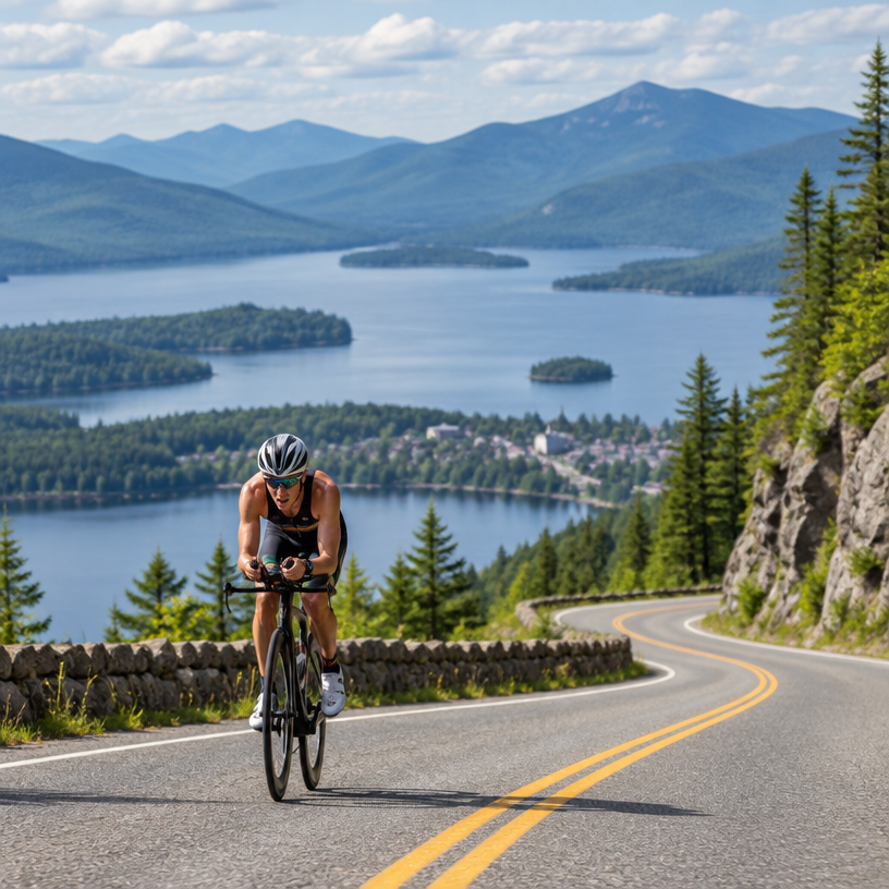 Triathlon atmosphere in Lake Placid, United States, representing IRONMAN Lake Placid 2027