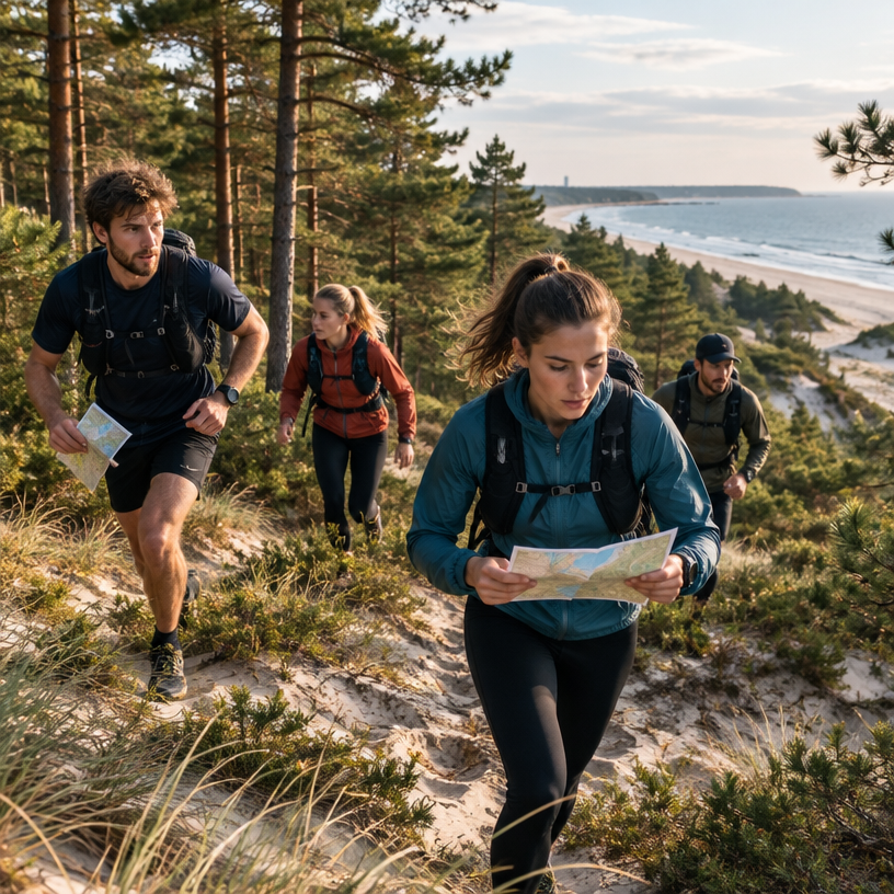 Rogaining atmosphere in Jūrmala (Dzintari forest park), Latvia, representing Jūrmalas Rogainings 2026