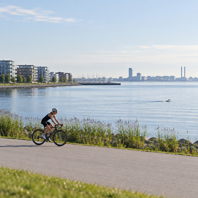 Triathlon atmosphere in Hvidovre, Denmark, representing Kalvebod Mini Triathlon 2027