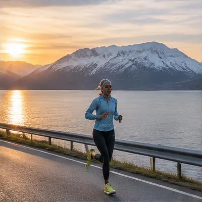 Road Running atmosphere in Tromsø, Norway, representing Midnight Sun Marathon Tromsø 2027