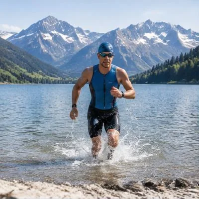 Swimrun atmosphere in Silvaplana, Switzerland, representing ÖTILLÖ Swimrun Engadin Sprint 2027
