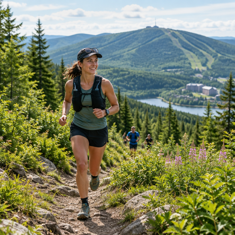 Trail Running atmosphere in Mont-Sainte-Anne / Beaupre, Canada, representing Quebec Mega Trail QMT15 2027