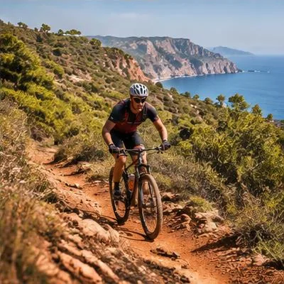 MTB XC atmosphere in Fréjus, France, representing Roc d'Azur CIC 2026