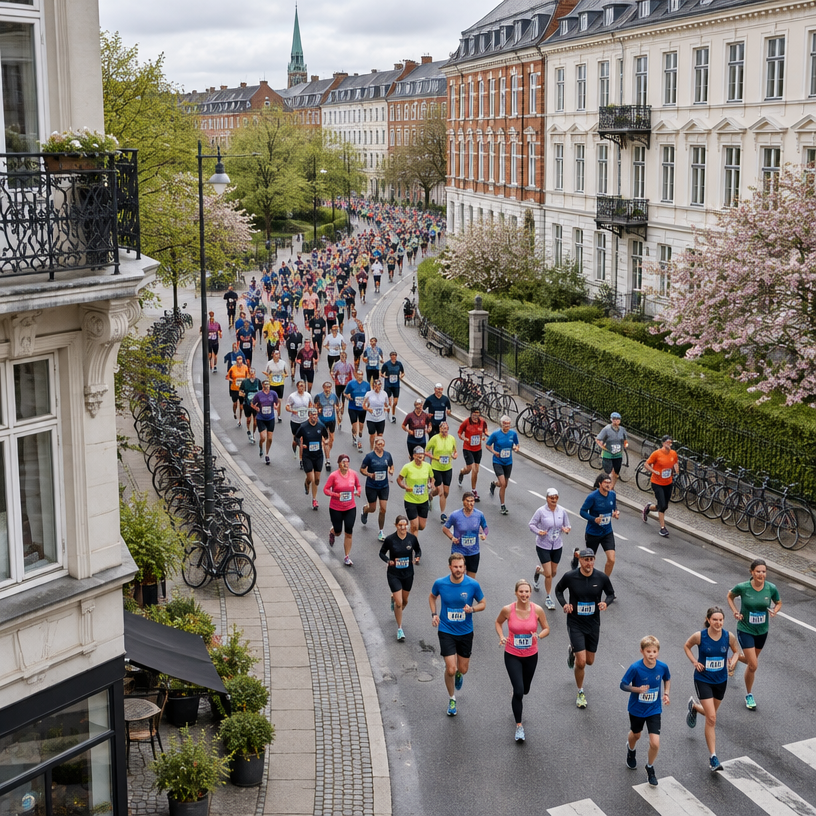 Road Running atmosphere in Copenhagen / Frederiksberg, Denmark, representing Royal Run 2027 (Copenhagen/Frederiksberg 10 km)