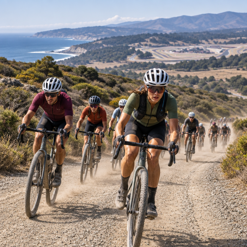 Gravel atmosphere in Monterey (Laguna Seca / Fort Ord), United States, representing Life Time Sea Otter Classic Gravel 60 2027