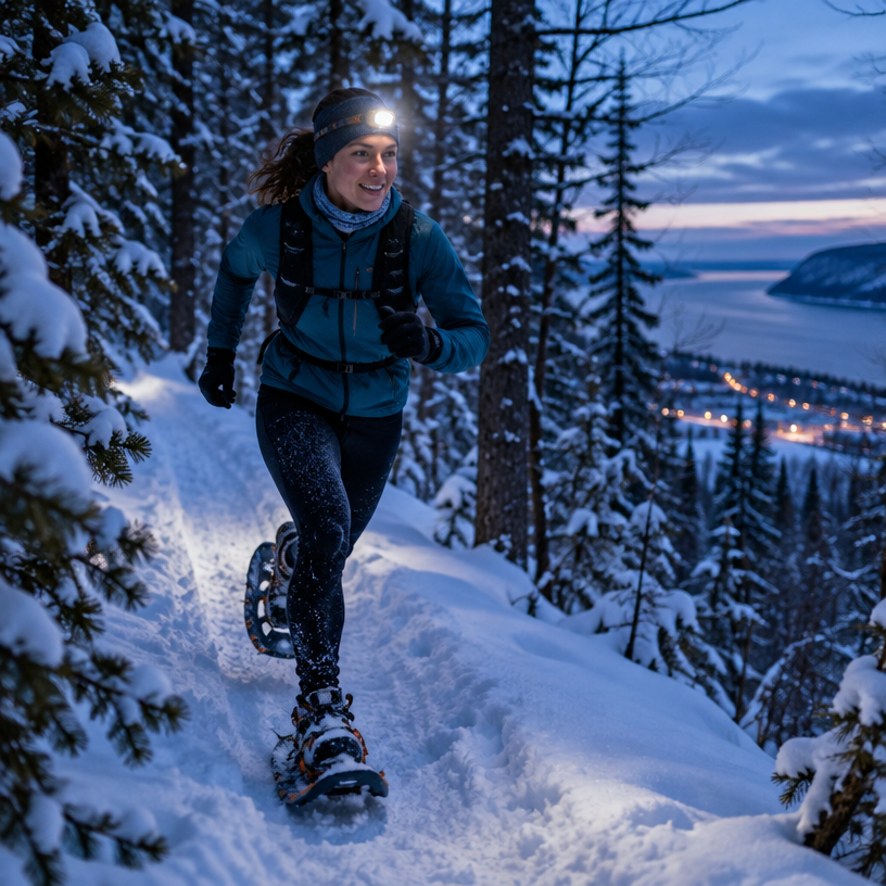 Snowshoe atmosphere in Boischatel (Sentiers du Boisé), Canada, representing Snownergie Simard 2027