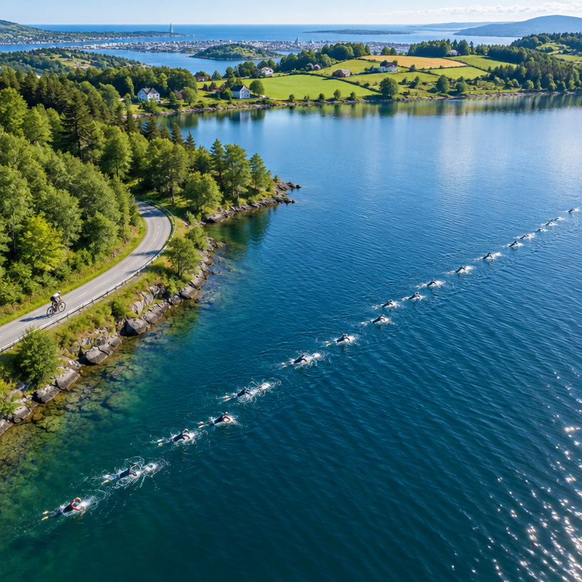 Triathlon atmosphere in Stavanger (Stokkavatnet), Norway, representing Stavanger Triathlon Sprint 2027