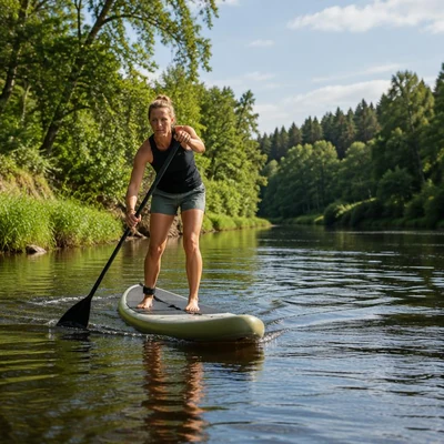 SUP atmosphere in Staicele (44 km start) / Salacgrīva (finish), Latvia, representing SUP King Marathon - Salaca 100 2027