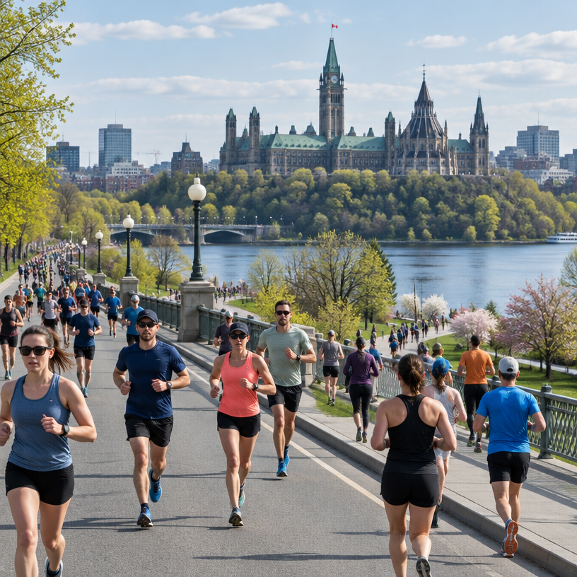 Road Running atmosphere in Ottawa, Canada, representing Tamarack Ottawa International Marathon 2027