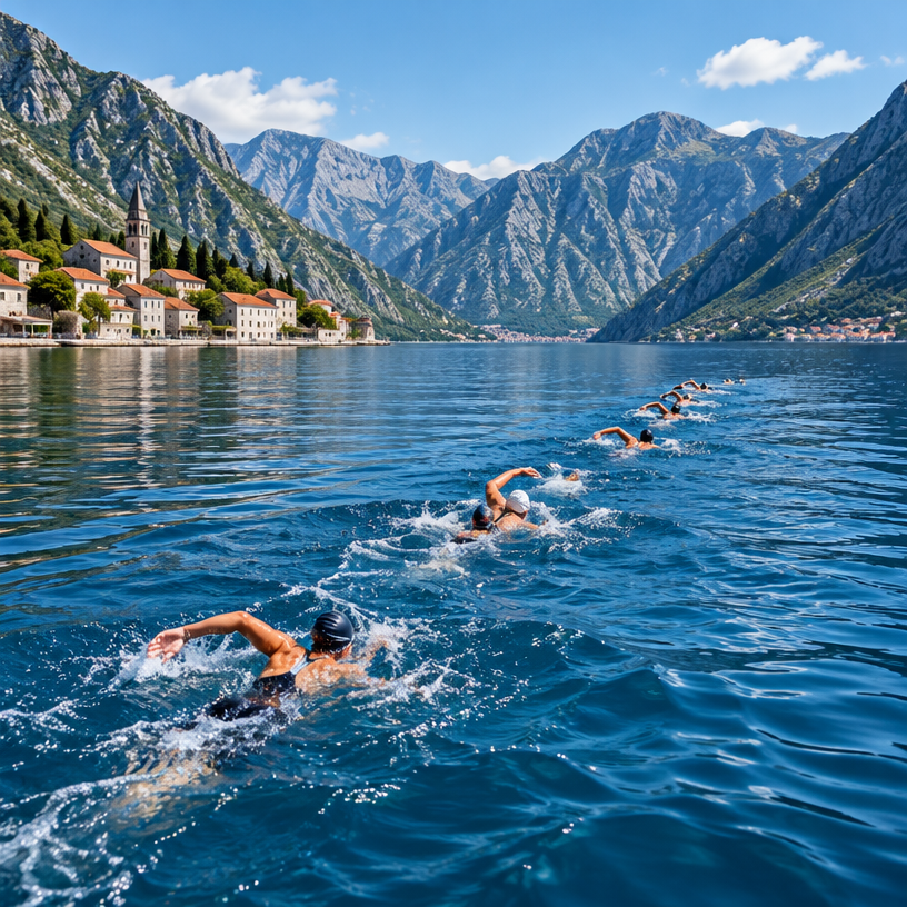 Open Water atmosphere in Herceg Novi, Montenegro, representing UltraSwim 33.3 Montenegro 2027 (Bay of Kotor)
