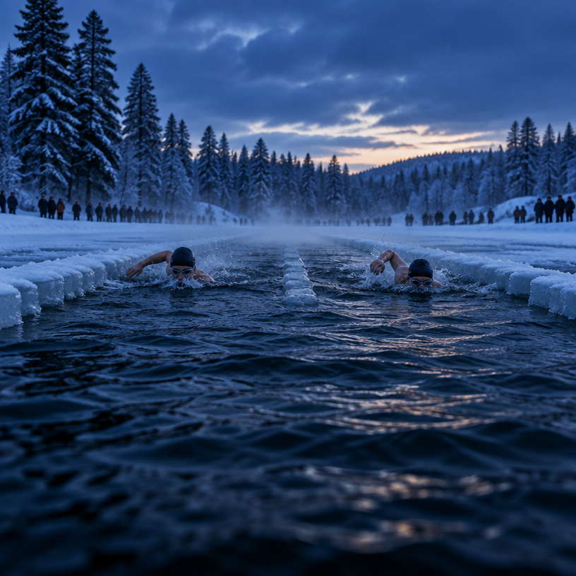 Ice Swimming atmosphere in Vansbro, Sweden, representing Vansbro Vintersim 2027