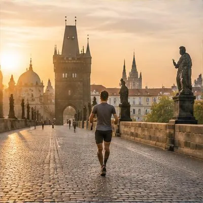Road Running atmosphere in Prague, Czech Republic, representing Vodafone Prague Marathon 2027